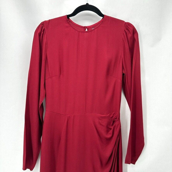 Reformation Celeste Dress Womens 4 Sheath Tulip Slit Midi Red Draped Glam City - Picture 3 of 12